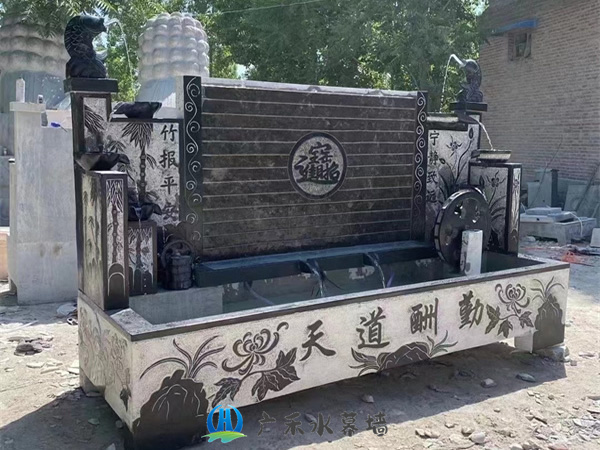 北京别墅庭院石材玻璃数控流水景观幕墙加工案例39